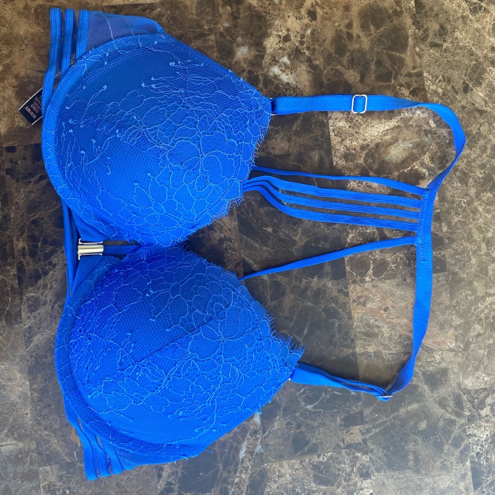 Blue lace front close very sexy push up